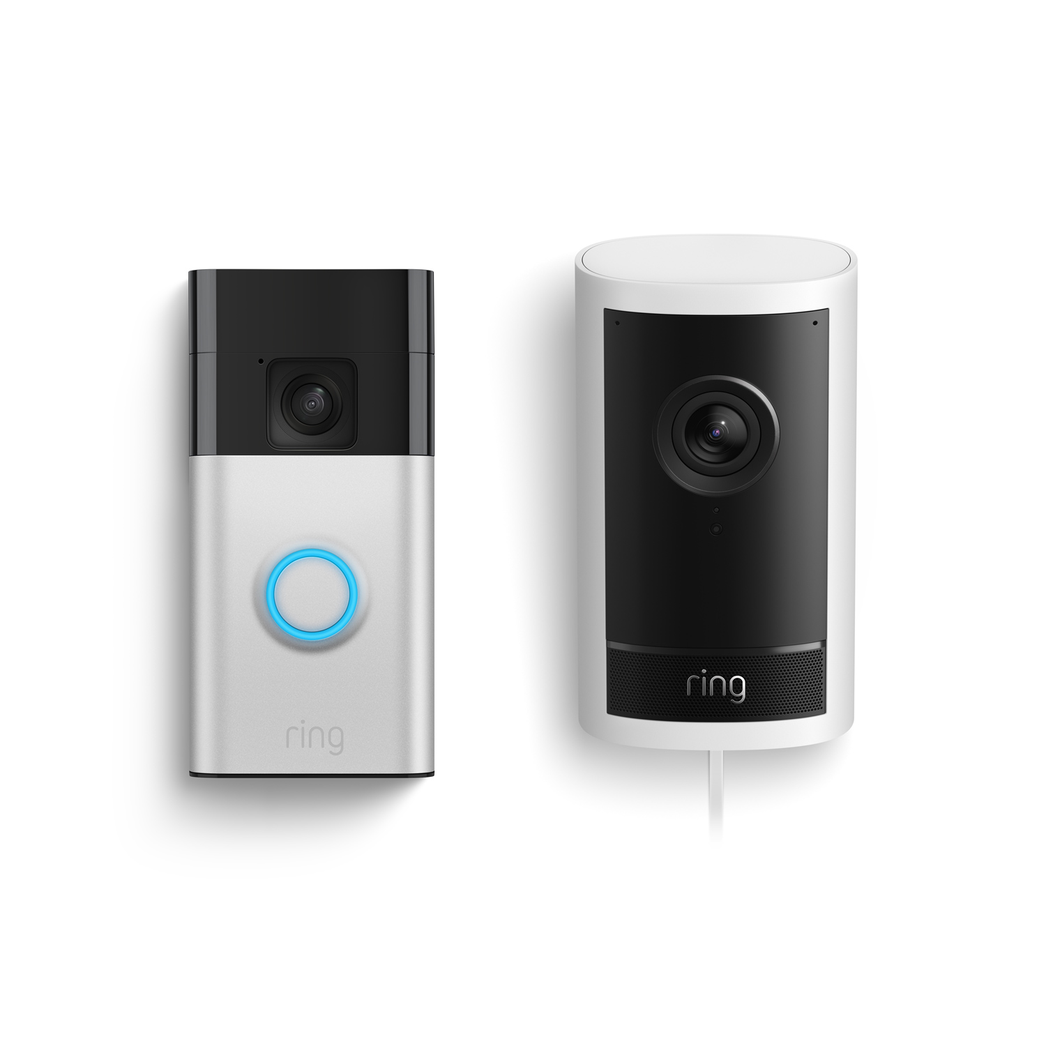 Outdoor Cam Pro, Plug-In + Battery Doorbell - Satin Nickel + White