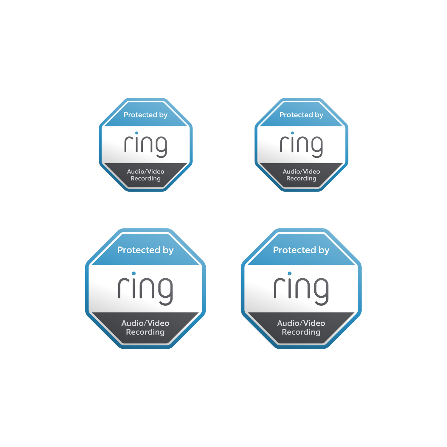 Ring Security Stickers - Four octagonal Ring security stickers indicating 
