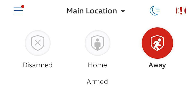 Illustration showing the Away Mode setting for Ring Alarm in the Ring app.
