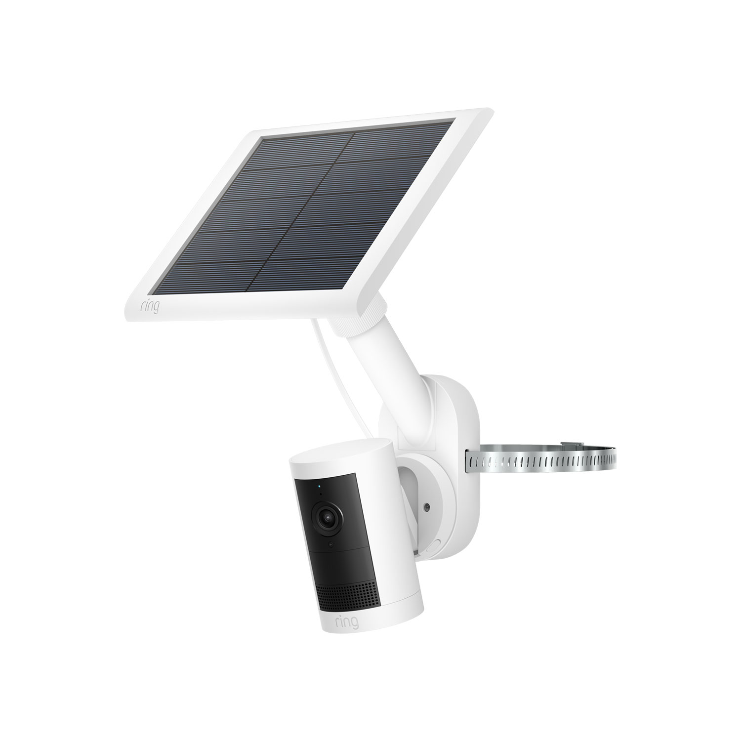 White:Pole and Wall Mount for Solar Panels and Cams