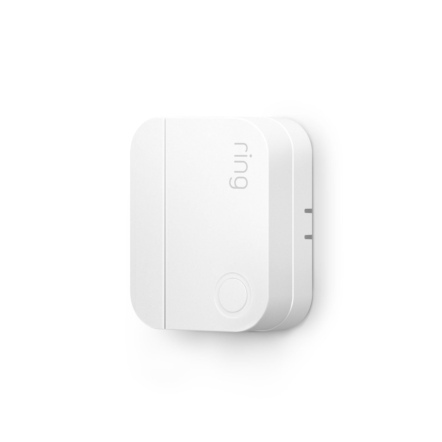 Ring Alarm Contact Sensor Riser (2nd Gen) - White Ring Alarm Contact Sensor Riser with rounded corners and small button, mounted on a wall.