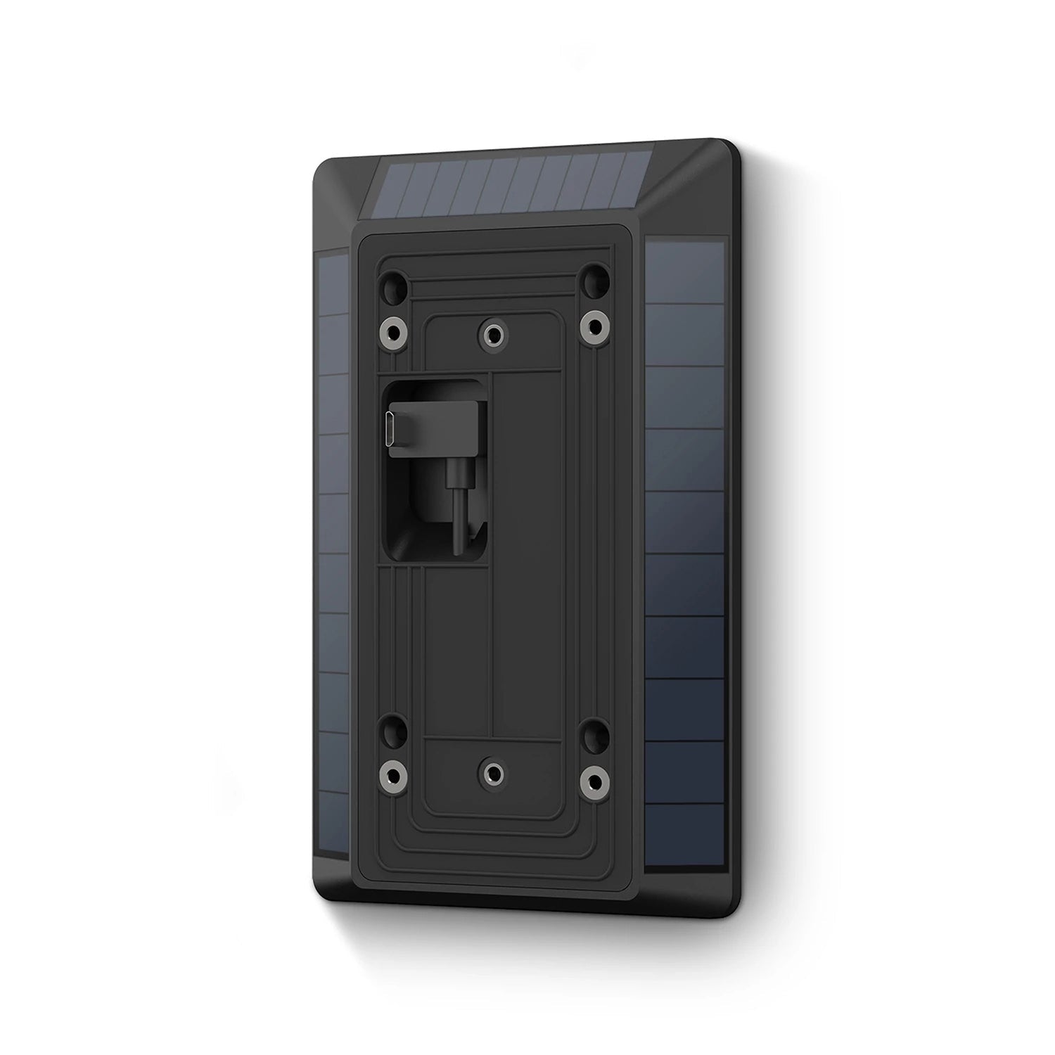 Solar Charger for Battery Doorbells (Video Doorbell - 2nd Generation) - Ring Solar Charger for Battery Doorbell 2nd Generation, showing USB-C connector, mounting bracket, and solar panels.