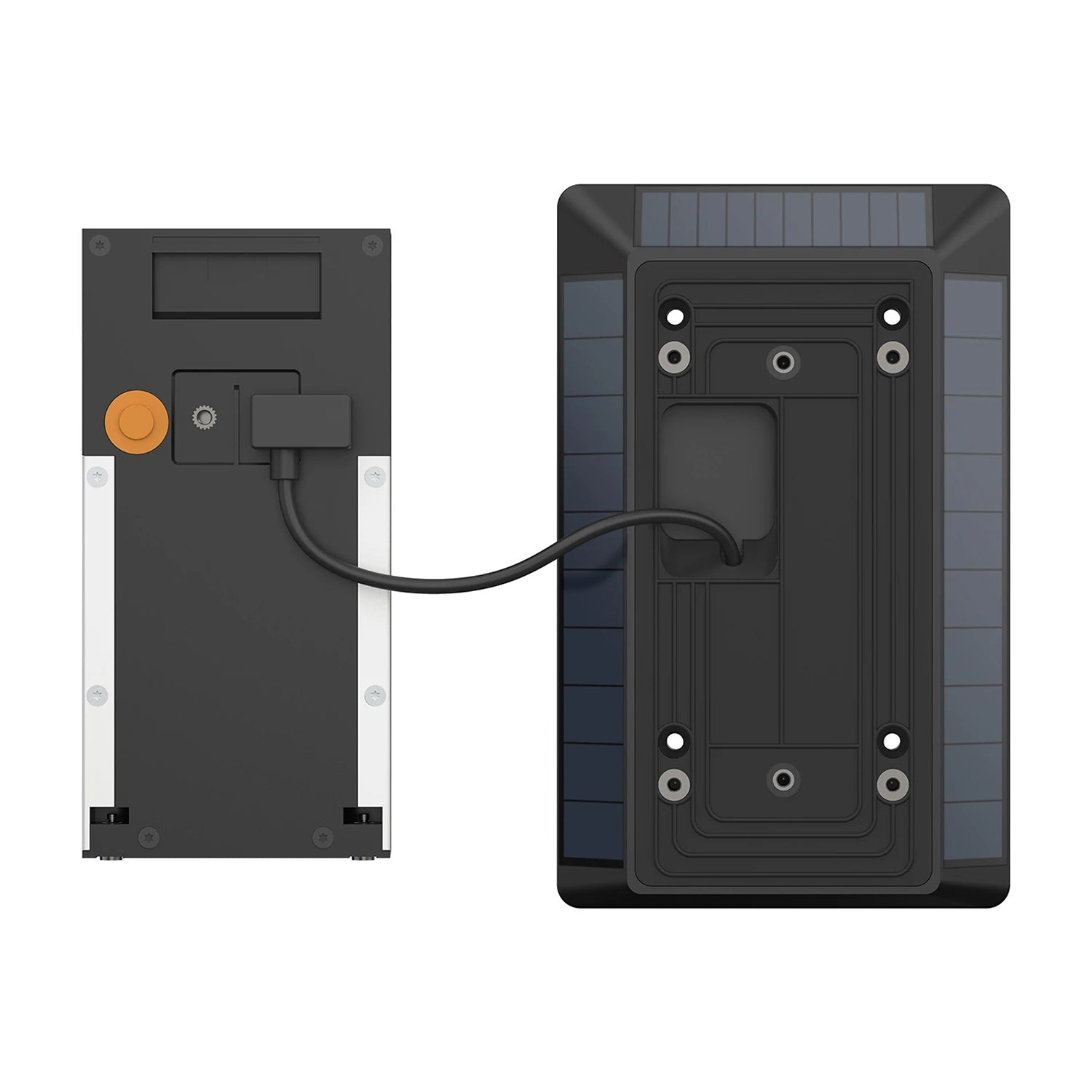 Solar Charger for Battery Doorbells (Video Doorbell - 2nd Generation) - Ring Solar Charger and Video Doorbell 2nd Generation, connected by USB-C cable,  showing mounting hardware.