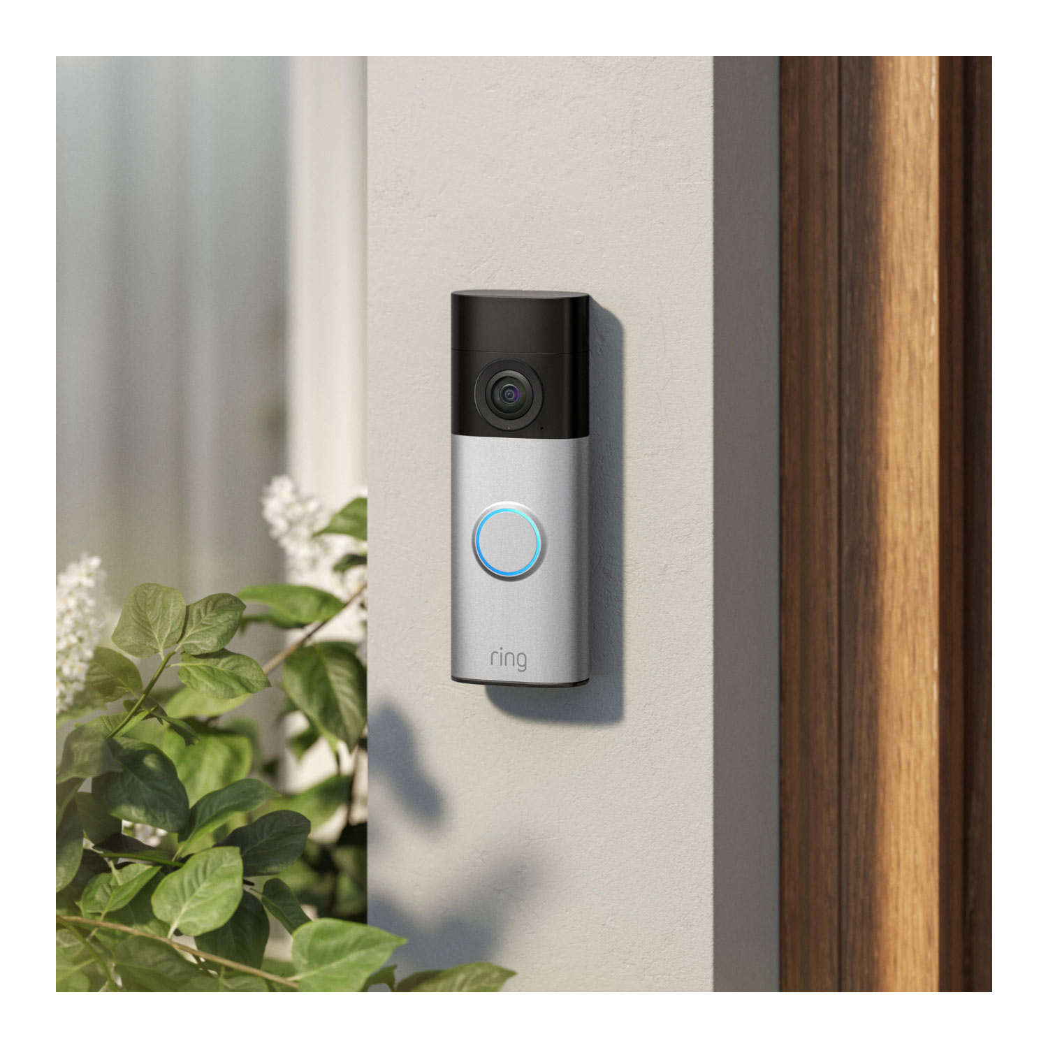 Battery Doorbell Plus (Newest Model) - Battery Doorbell Plus mounted on a wall next to the front door.