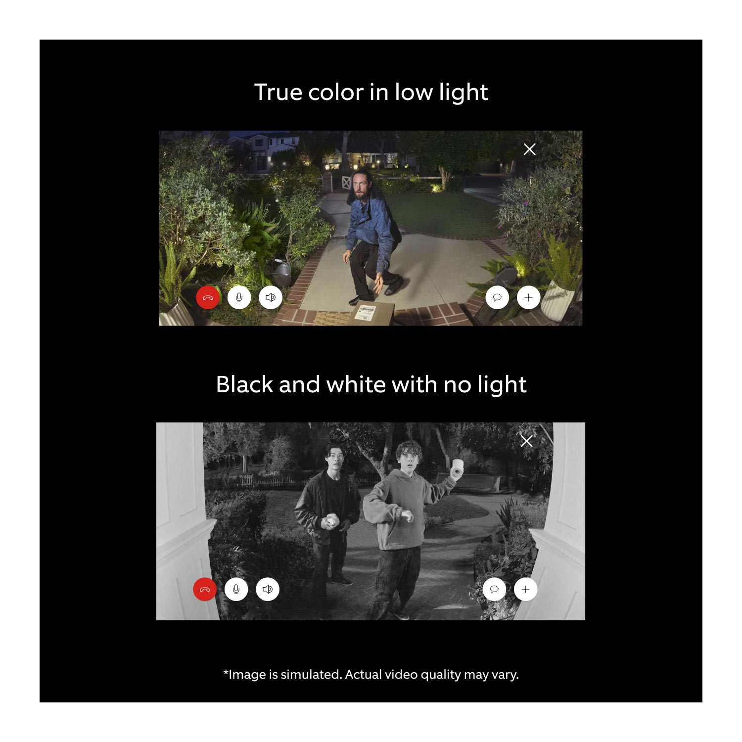 Battery Doorbell Pro (Newest Model) - Battery Doorbell Pro 2nd Gen comparing low-light sight feature. 