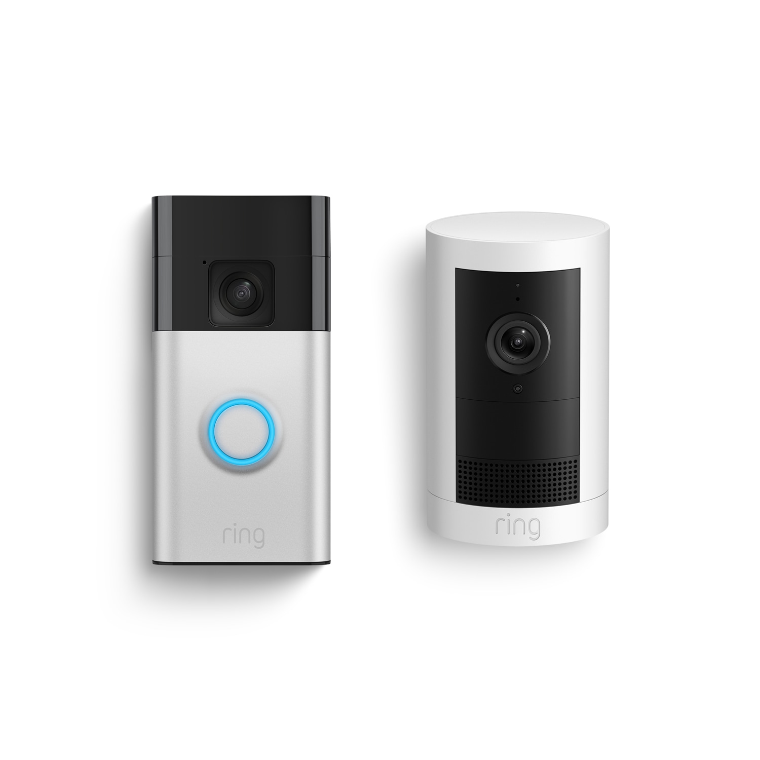 Bestselling Starter Kit (Outdoor Cam Plus Battery + Battery Doorbell) - White + Satin Nickel