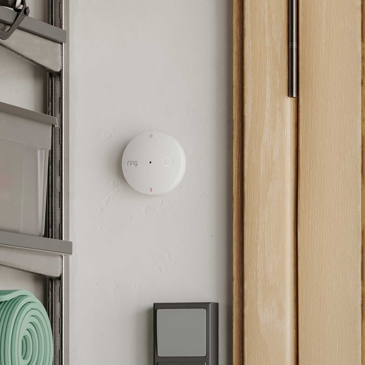 Temperature & Humidity Sensor - Ring's Temperature & Humidity Sensor installed on a wall. 