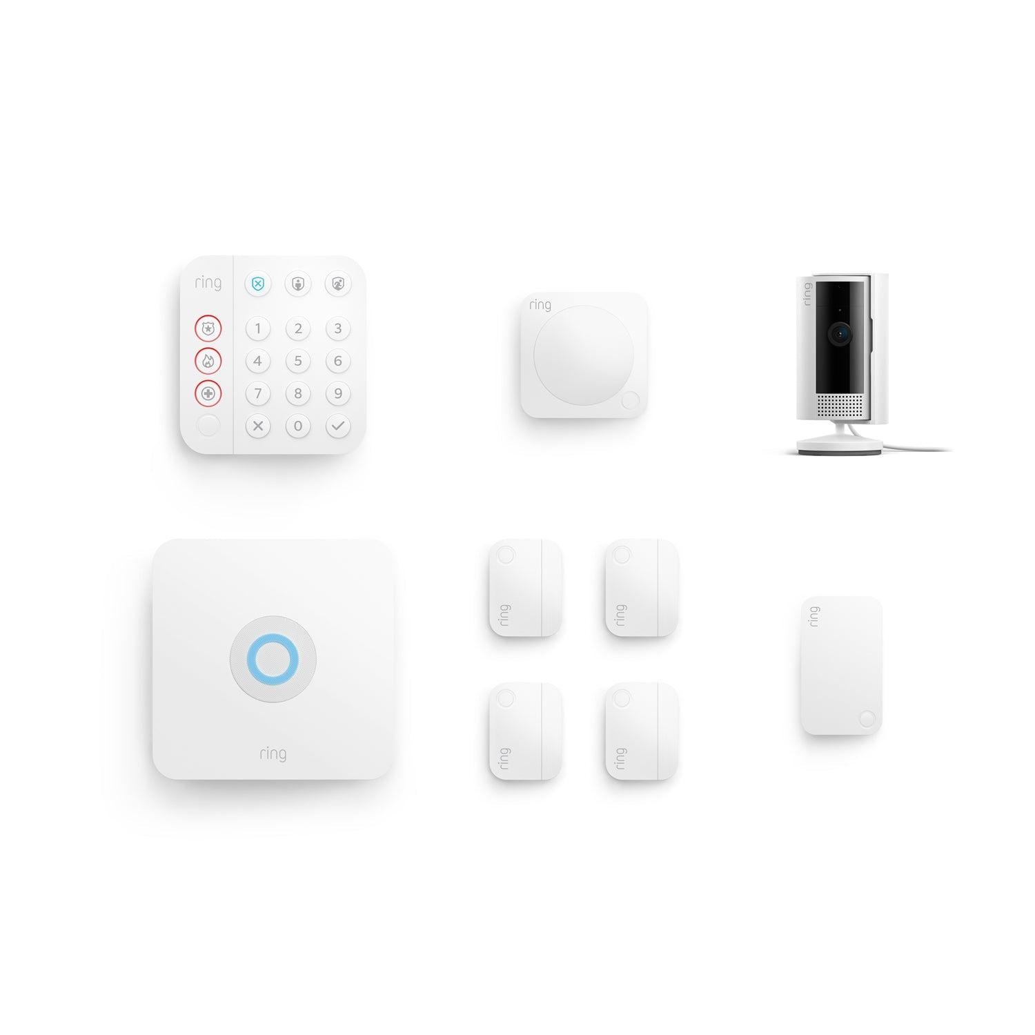 8-Piece Alarm Security Kit + Indoor Cam (2nd Gen) - White