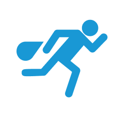 Illustration of a person running to demonstrate a crime or emergency.