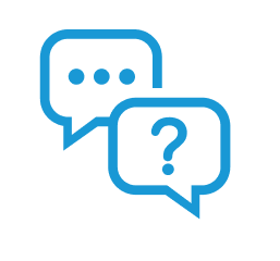 Illustration of the neighbors icon with blue question mark. 