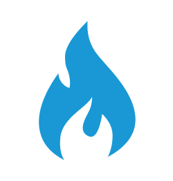 Illustration of a flame representing hazards or emergencies. 